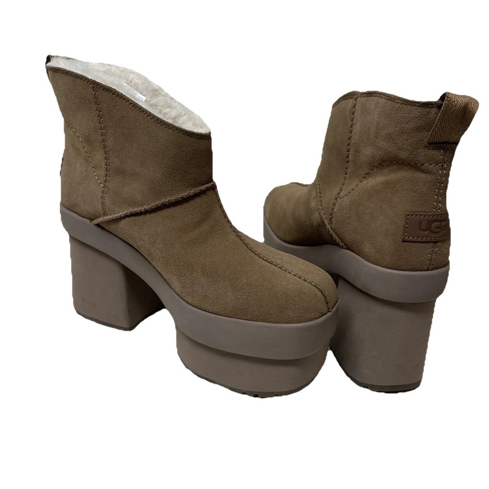 UGG New Heights Platform Mini Women's Chestnut Suede High Heel Boots size US 11